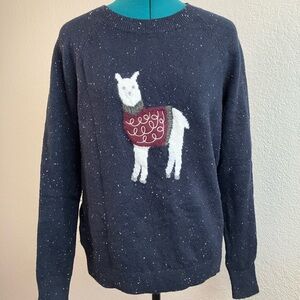LOFT Blue Sweater with Llama.